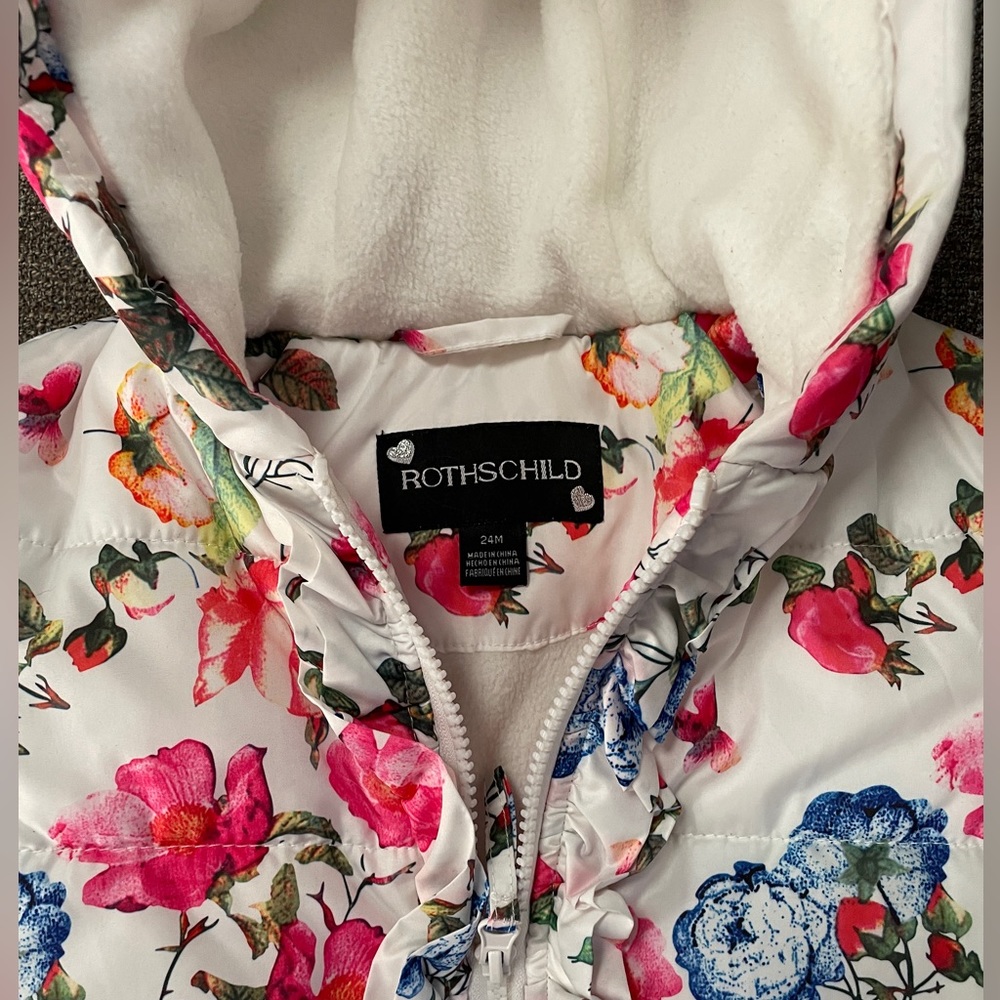 Rothschild  Girls Floral Print Fleece Lined Puffer Jacket 24 M - Picture 6 of 16
